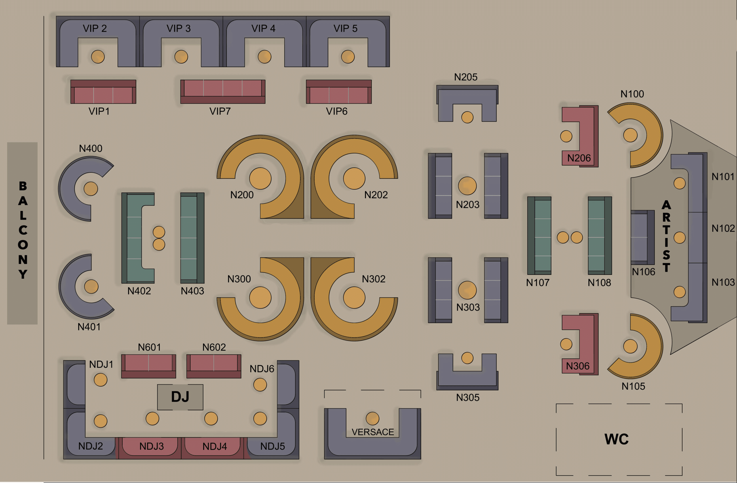 Mr Jones Nightclub Floor Plan