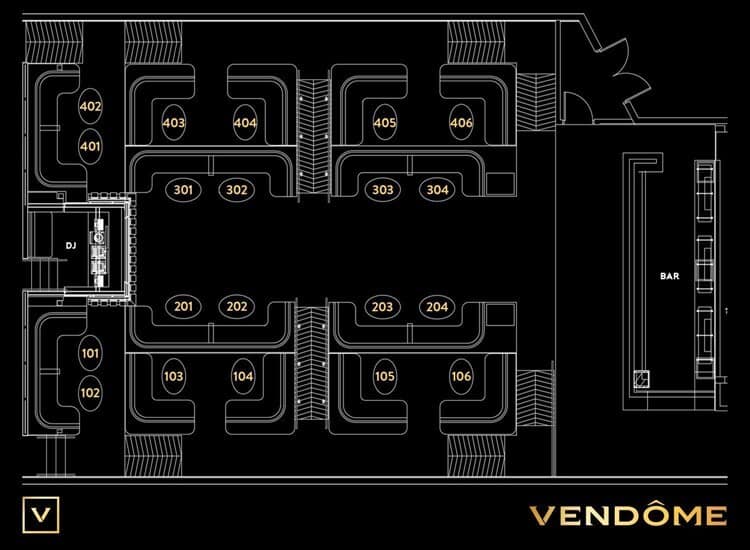 Vendome Nightclub Floor Plan